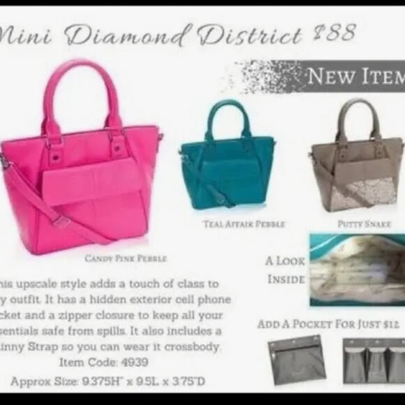 Jewell by Thirty One Teal Mini Diamond District Purse - Picture 3 of 3